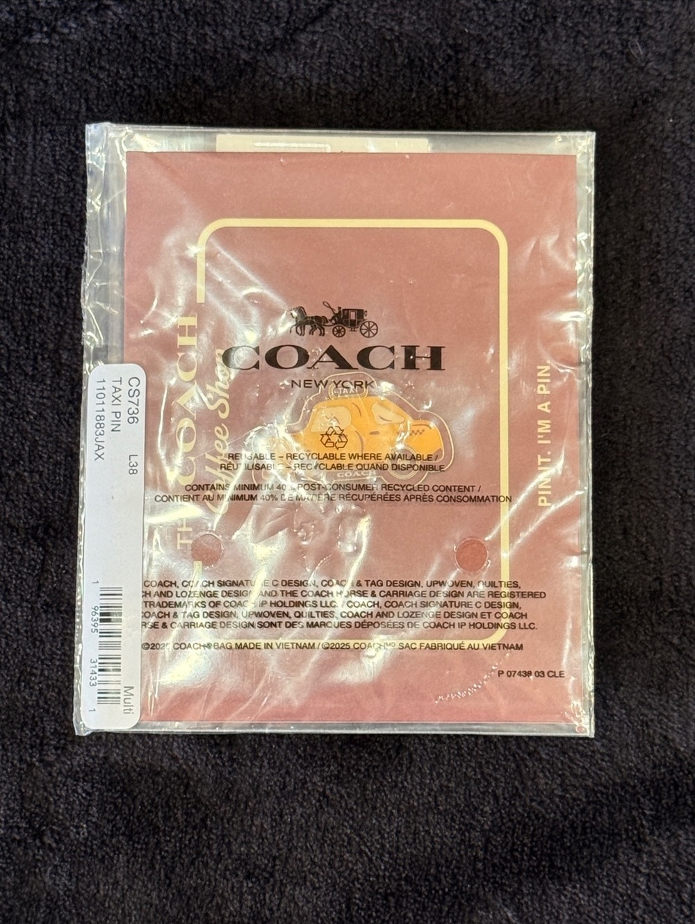 Coach Coffee Shop Taxi Cab Enamel Pin